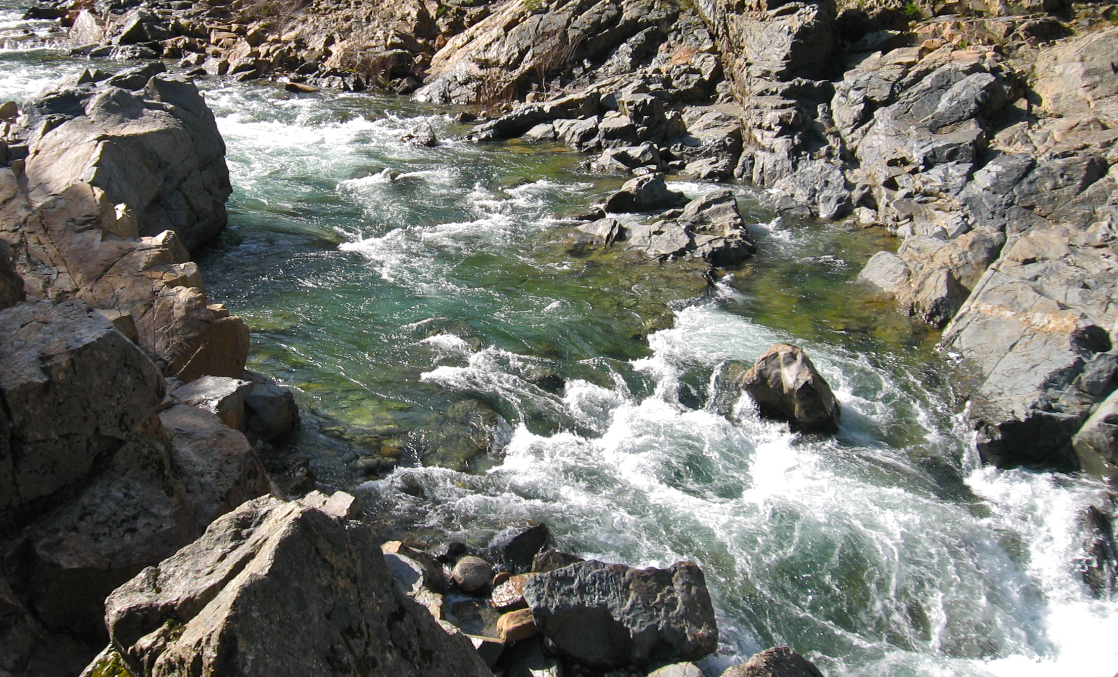 Spring water flows in the Yuba River